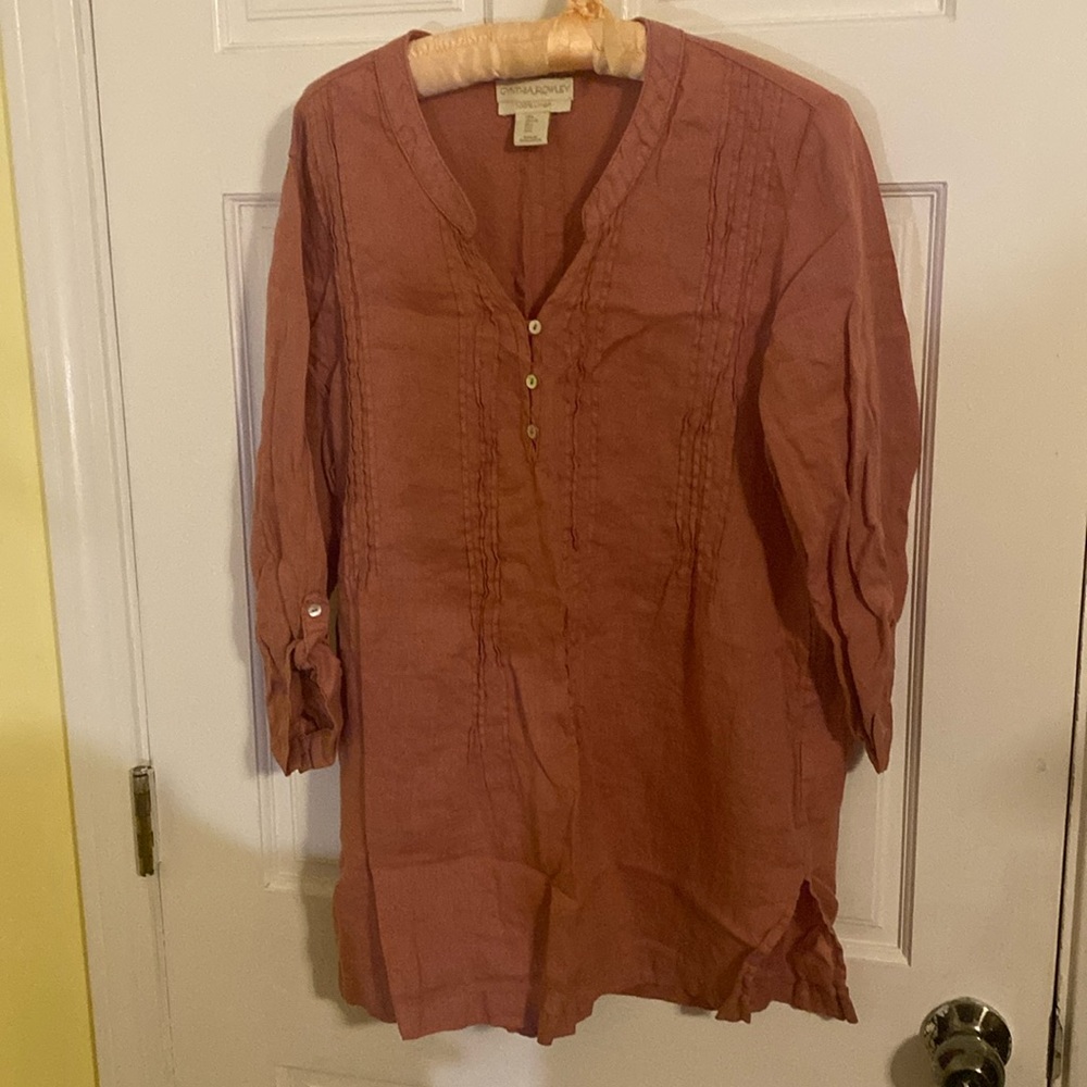 100% Linen salmon top